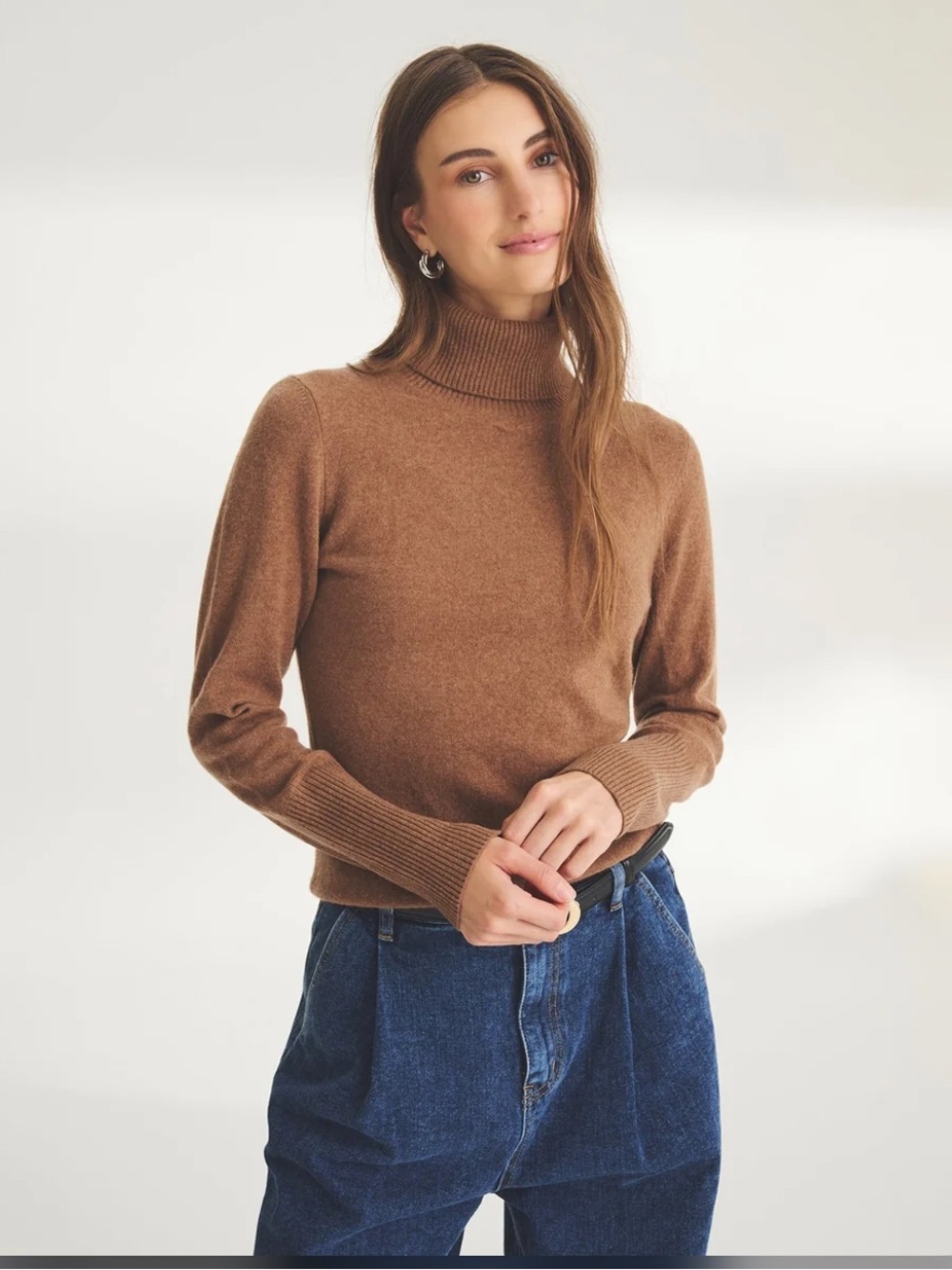 NAADAM Camel Brown 100% Cashmere Turtleneck Sweater